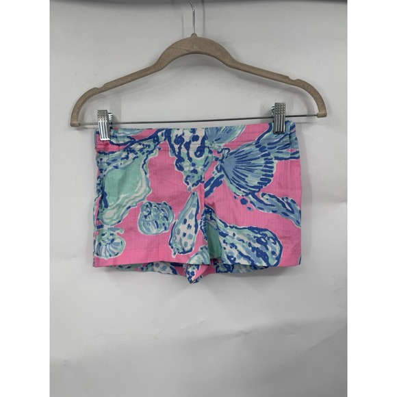 Lilly Pulitzer Other - Lilly Pulitzer Shorts Kids 10 Pink Blue Tropical Preppy Ocean Seashell Vacation